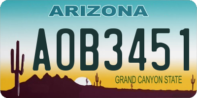AZ license plate AOB3451