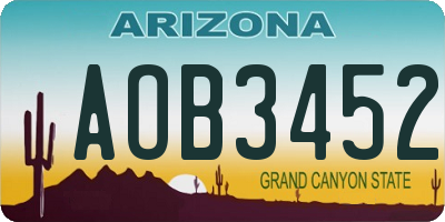 AZ license plate AOB3452