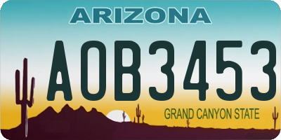 AZ license plate AOB3453