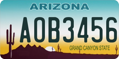 AZ license plate AOB3456