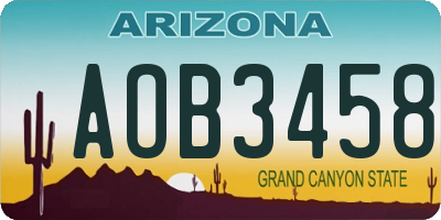 AZ license plate AOB3458