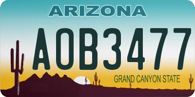AZ license plate AOB3477