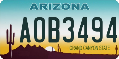 AZ license plate AOB3494