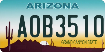 AZ license plate AOB3510