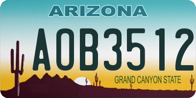 AZ license plate AOB3512