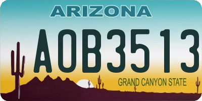 AZ license plate AOB3513