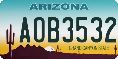 AZ license plate AOB3532