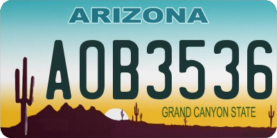 AZ license plate AOB3536