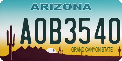 AZ license plate AOB3540