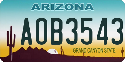 AZ license plate AOB3543