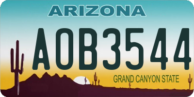 AZ license plate AOB3544