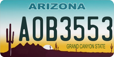 AZ license plate AOB3553