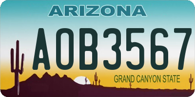 AZ license plate AOB3567