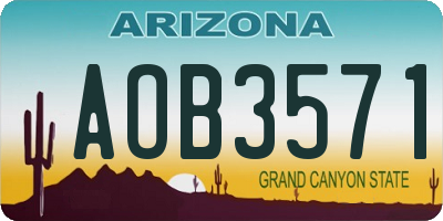 AZ license plate AOB3571
