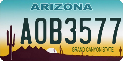 AZ license plate AOB3577