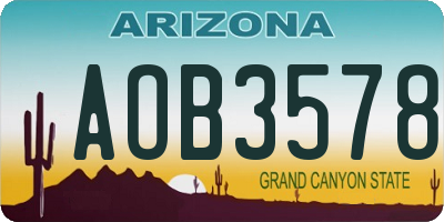 AZ license plate AOB3578