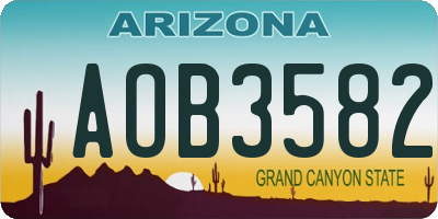 AZ license plate AOB3582