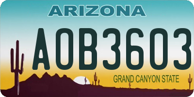 AZ license plate AOB3603