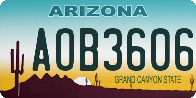 AZ license plate AOB3606