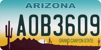 AZ license plate AOB3609