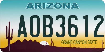 AZ license plate AOB3612