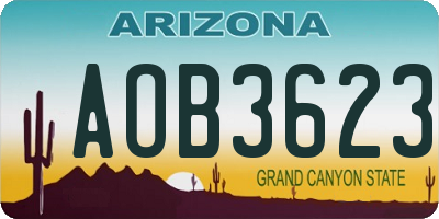 AZ license plate AOB3623