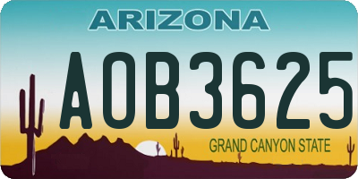 AZ license plate AOB3625