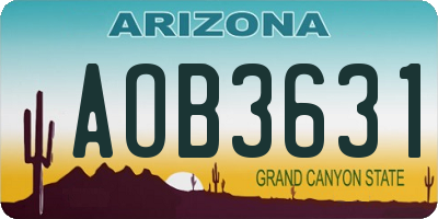 AZ license plate AOB3631