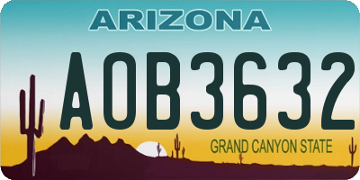 AZ license plate AOB3632