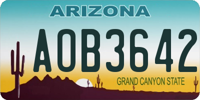 AZ license plate AOB3642