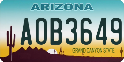 AZ license plate AOB3649