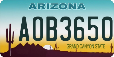 AZ license plate AOB3650