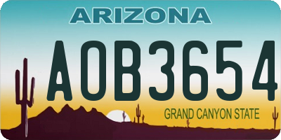 AZ license plate AOB3654