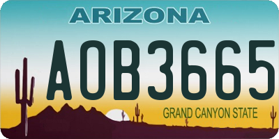 AZ license plate AOB3665