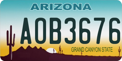 AZ license plate AOB3676