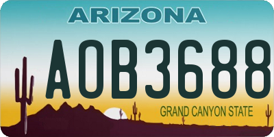 AZ license plate AOB3688