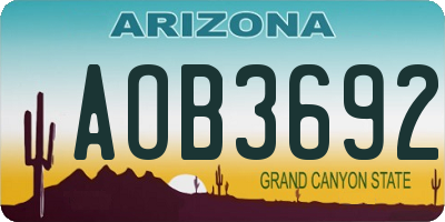 AZ license plate AOB3692