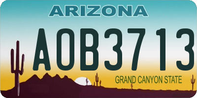 AZ license plate AOB3713