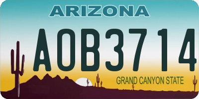 AZ license plate AOB3714