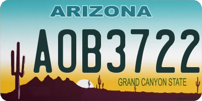AZ license plate AOB3722