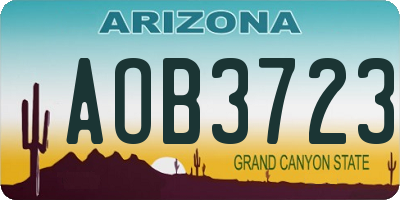 AZ license plate AOB3723