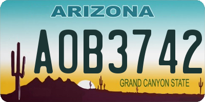 AZ license plate AOB3742