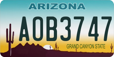 AZ license plate AOB3747