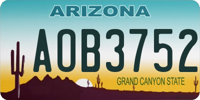 AZ license plate AOB3752
