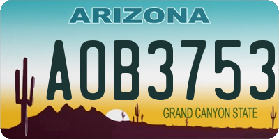 AZ license plate AOB3753