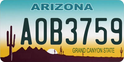 AZ license plate AOB3759