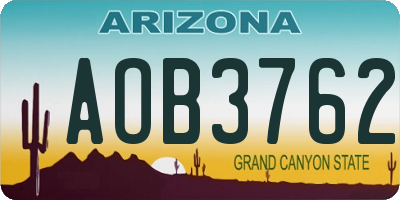 AZ license plate AOB3762