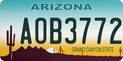 AZ license plate AOB3772