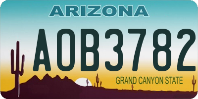 AZ license plate AOB3782
