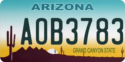 AZ license plate AOB3783